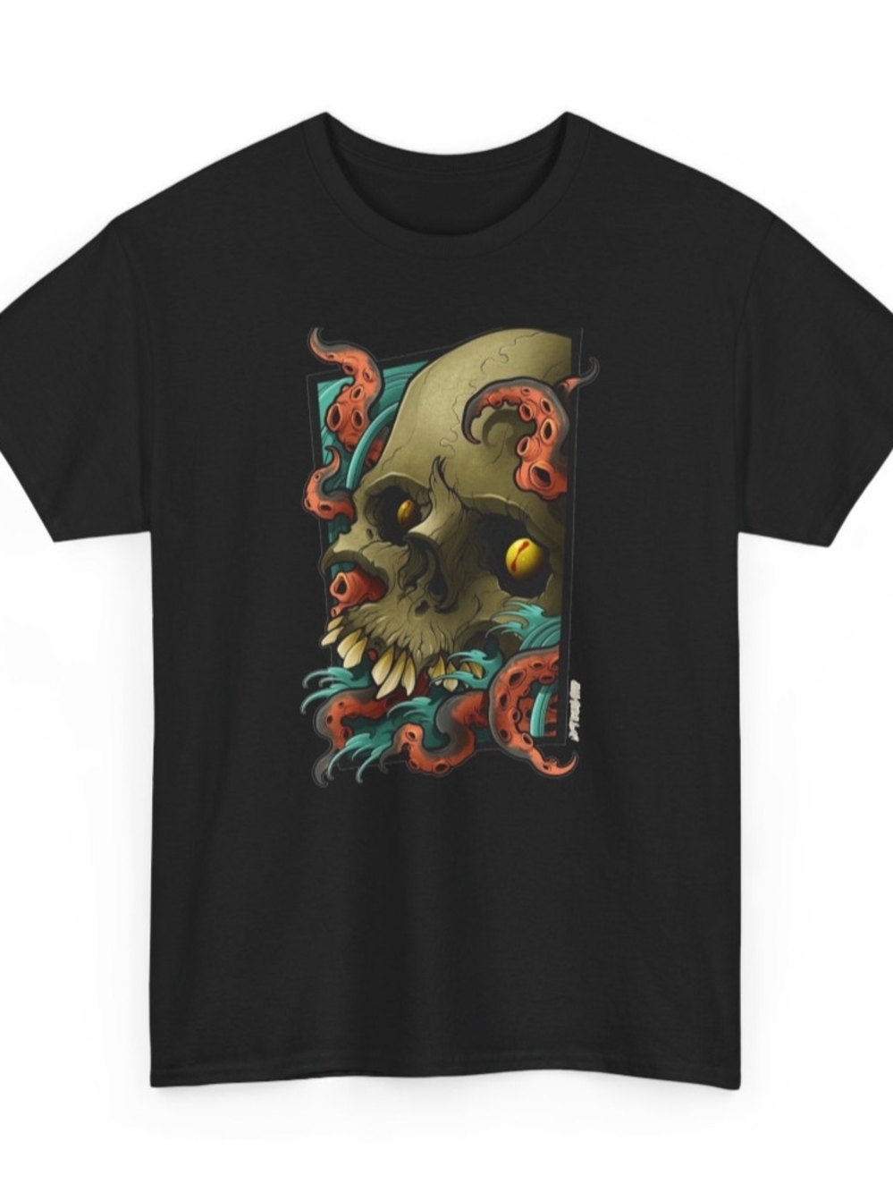 Skull & Octopus Graphic Tee - Black